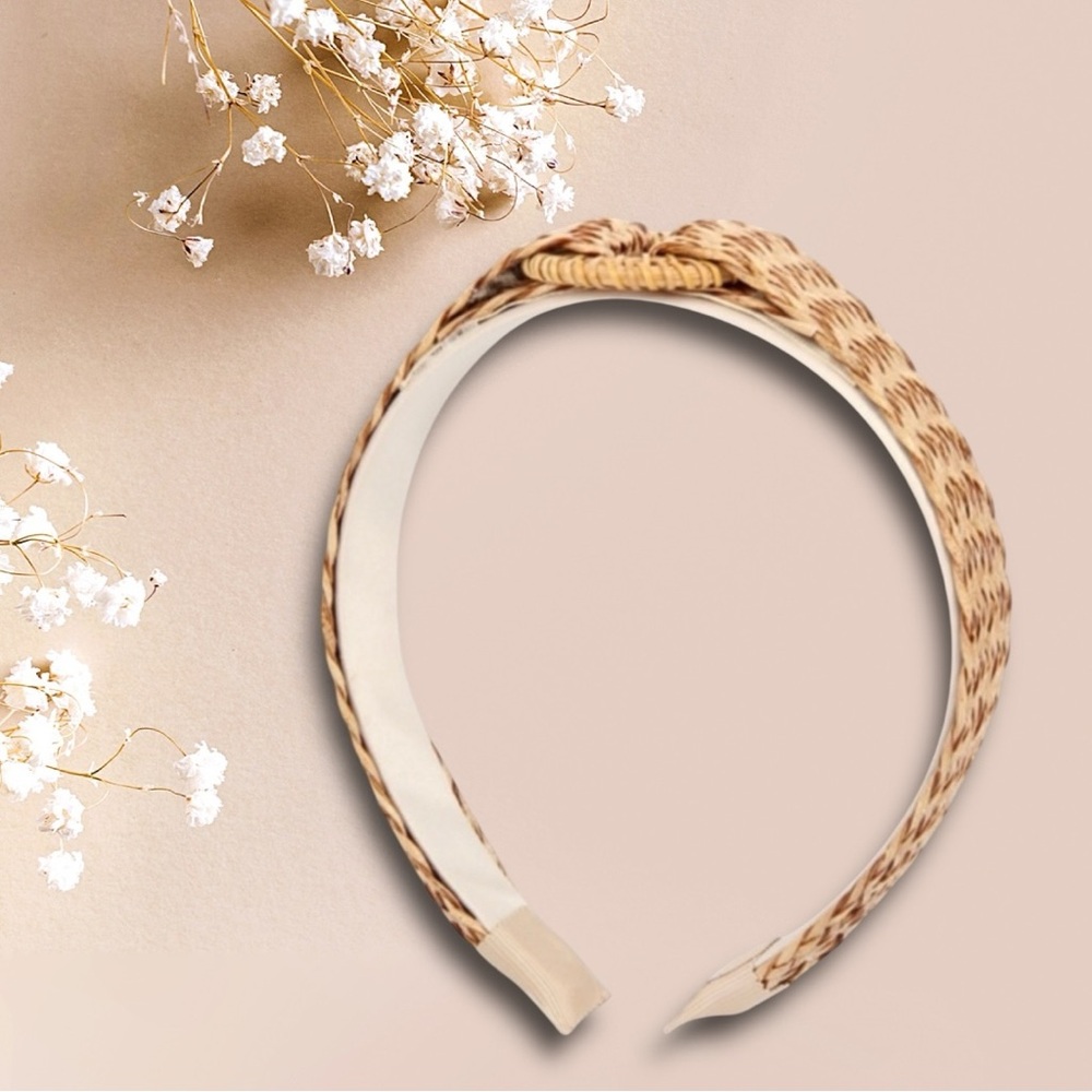 Beige Woven Fiber Headband NEW✔️ - Picture 2 of 6